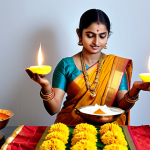 **

"A Bengali woman, fully clothed in a traditional sari, performing Lakshmi Puja at home, with diya lamps and offerings. The puja space is clean and well-lit, reflecting prosperity. Safe for work, appropriate content, perfect anatomy, natural proportions, professional, modest, family-friendly, high quality."

**
