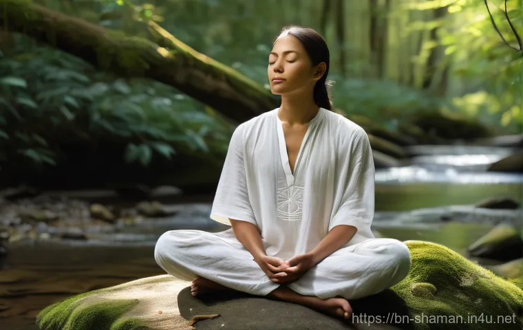 무속 음악의 현대적 변주 - A contemporary female artist, with a radiant and focused expression, is performing on a stage. She w... 무속 음악의 현대적 변주 - A contemporary female artist, with a radiant and focused expression, is performing on a stage. She w...