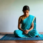 Home 16 무속 신앙의 심리학 - **Prompt 1: Inner Peace Amidst Modernity**
A young Bengali woman, in her late 20s, with a serene...