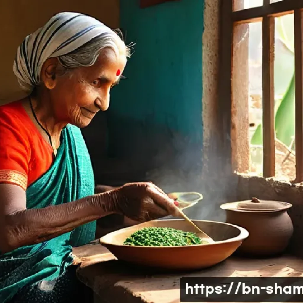 무속의 금기 음식 - **Prompt 1: A Grandmother's Pure Kitchen**
"A cozy, brightly lit traditional Bengali kitchen dur...