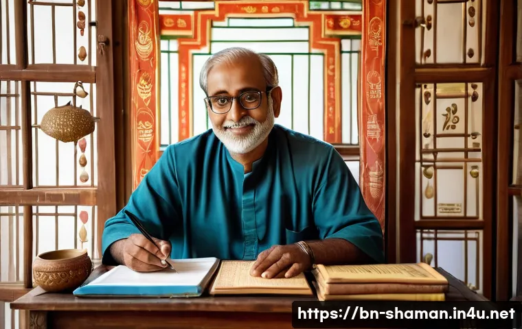 유명 점집 예약 팁 - A serene and professional Bengali astrologer’s consultation scene, featuring a middle-aged Bengali m...